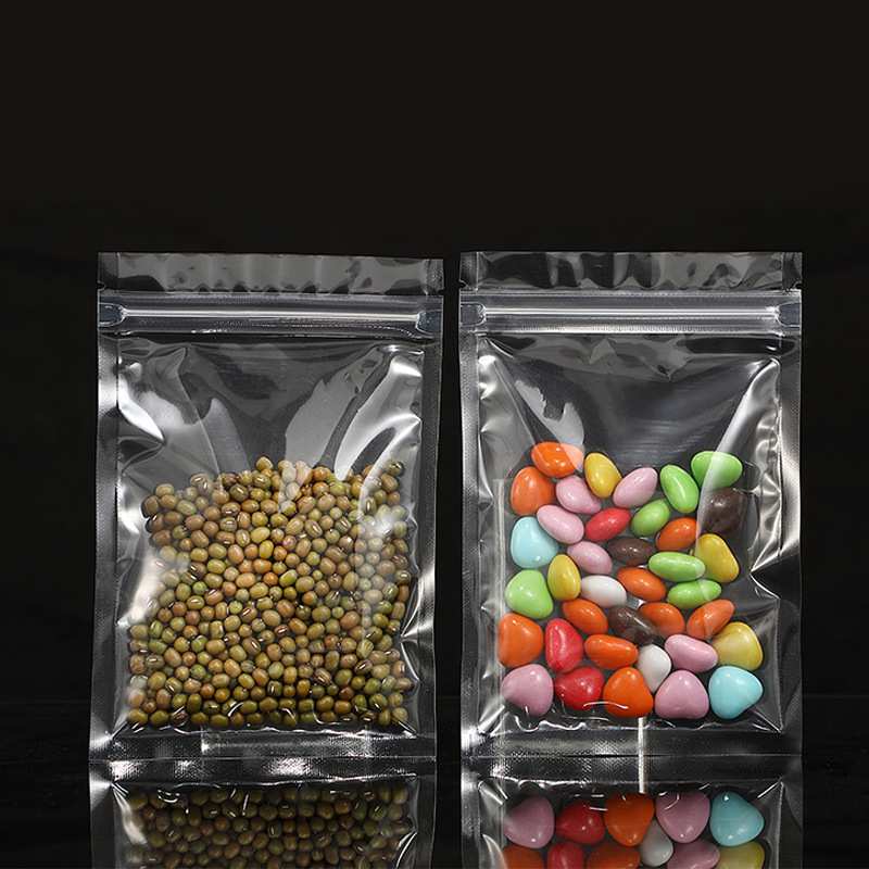 Transparent flat self-sealing bag dry fruit snack airtight zipper seal bag small food packaging bag wholesale