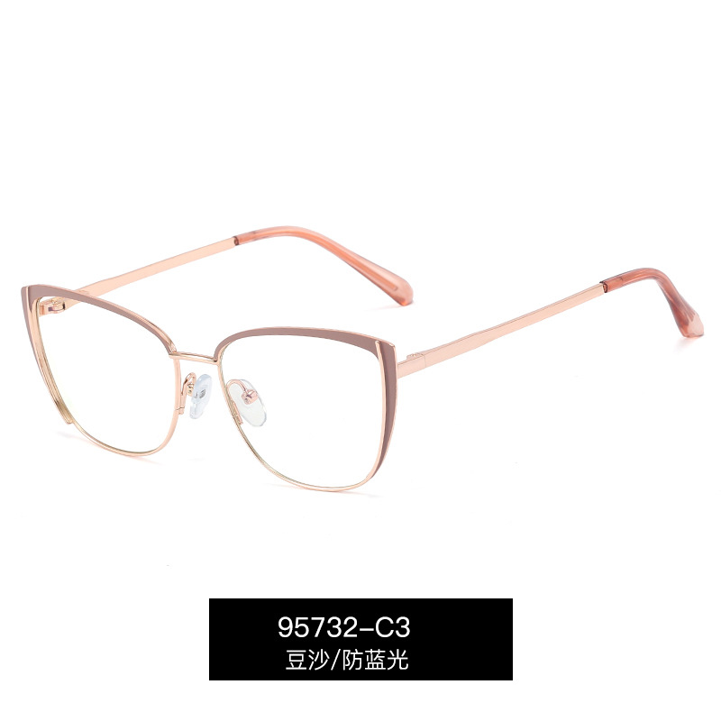 95732 nuevo anti-Luz Azul gafas lisas gafas de las mujeres puede ser equipado con miopía gafas ópticas Gafas de metal marco al por mayor