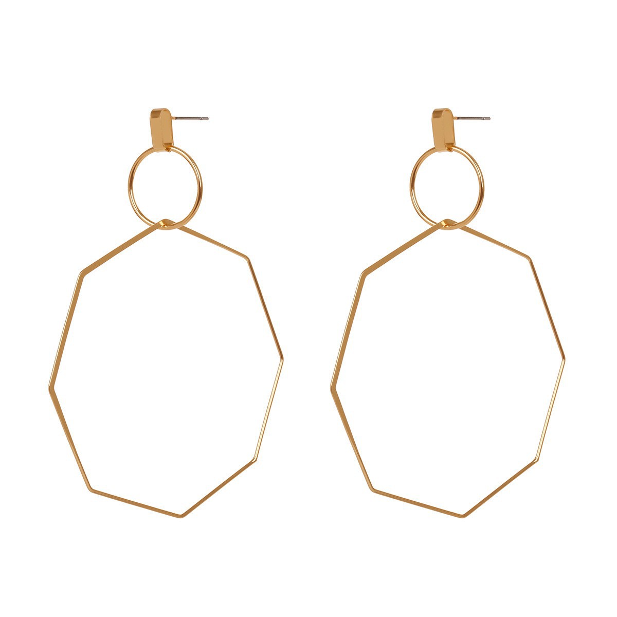 Simple Geometric Line Irregular Women Glossy Metal Octagonal Copper Earrings display picture 2