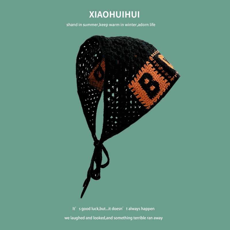 Primavera y otoño viajes ins dulce estilo lindo hecho a mano banda pelo de las mujeres accesorios para el pelo punto ganchillo pañuelo verano triángulo bufanda