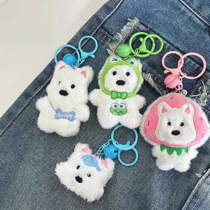 かわいいウエストハイランドぬいぐるみペンダントアクセサリー誕生日ギフトバッグペンダント漫画子犬ぬいぐるみキーホルダー|undefined