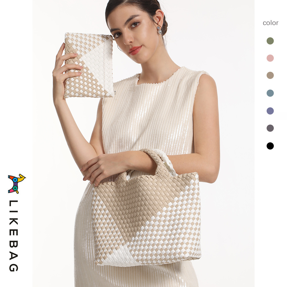 Tote Bag 2024 New Product Launch Top Quality Medium Size Edited Advanced Color Matching Handbag Double Bag High-end Women's Bag _voghion.com