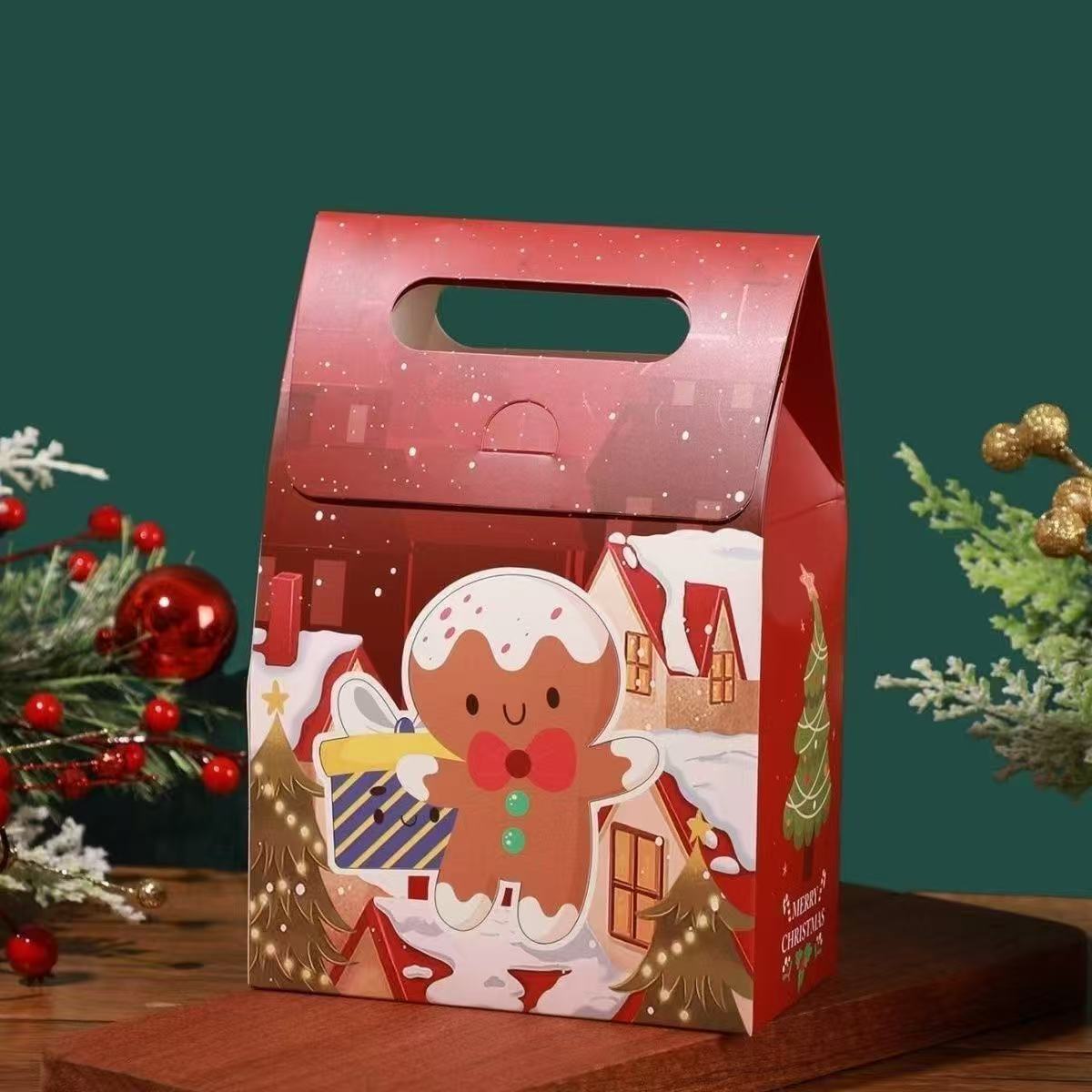 Bolsas de regalo de fiesta de Navidad transfronterizas dulces cajas de regalo de Papá Noel estilo europeo simple embalaje de galletas de bocadillos