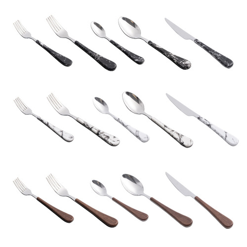 1010 clamp handle tableware, wood grain tableware set, cross-border new hotel supplies, thickened steak knives, forks and spoons wholesale