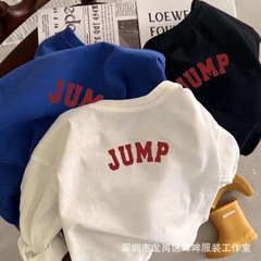 2023 New Pure Cotton Long-Sleeve Children's Alphabet Print Simple T-Shirt for Boys and Girls, Outwear Comfortable and Breathable Top