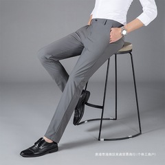 春夏薄手メンズスーツパンツカジュアルロングパンツメンズブラックストレートスーツパンツビジネスメンズストレッチ