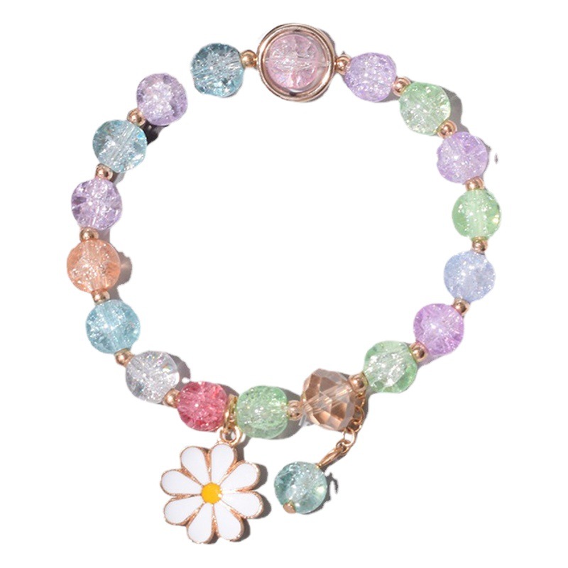 Little Daisy Children's Beaded Bracelet for Girls and Students, Handmade Elastic Boutique Jewelry, Cross-Border Crystal Bracelet