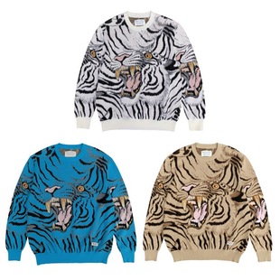 GUILTYPARTIES TIGER 22SS new TIMLEH TIGER totem cotton yarn round neck knitted sweater