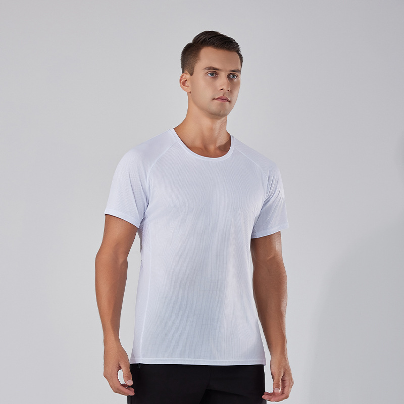 En verano, los nuevos deportes masculinos de secado rápido, absorción de sudor, cuello redondo, manga corta, maratón de deportes al aire libre al por mayor, Fitness relajado y transpirable image 8