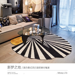 2F設計圓形地毯不規則黑白簡約法式客廳茶几衣帽間意式臥室床邊