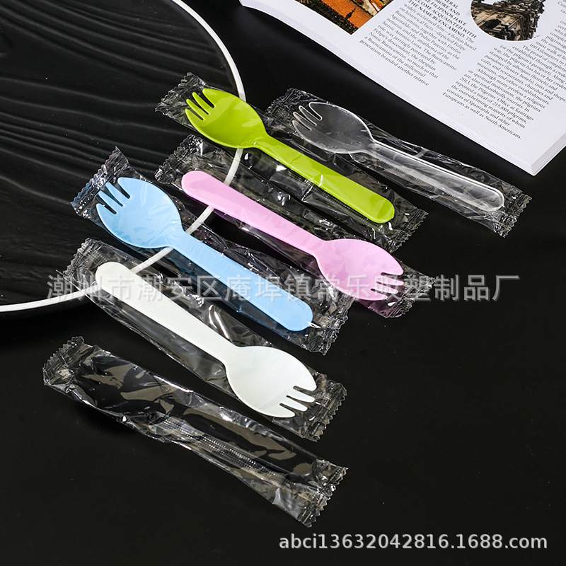 Tenedor desechable tenedor cucharas de plástico fruta picadora horquilla de pastel de embalaje independiente cucharas de postre cucharas de helado
