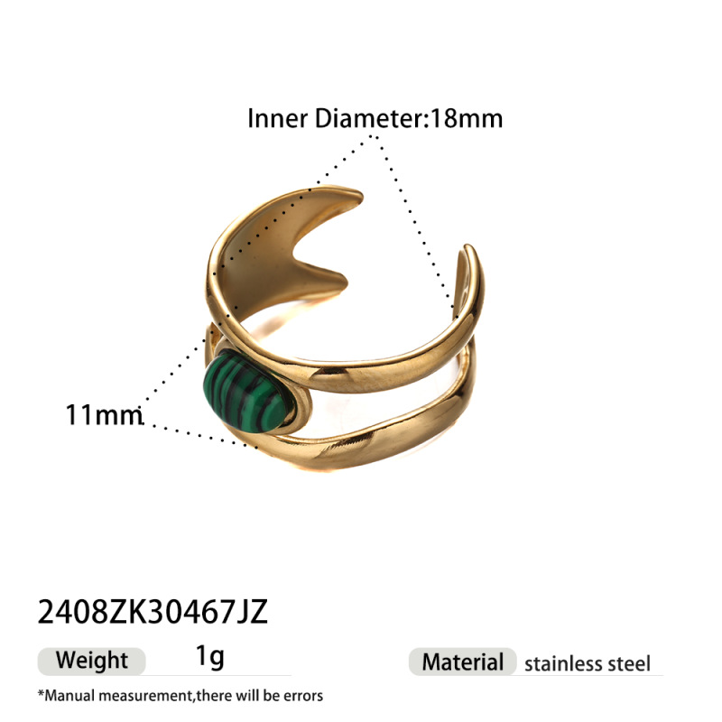Alta Europa y los Estados Unidos acero inoxidable piedra natural incrustado geometría hueco anillo de acero titanio no desvanecer joyas transfronterizas venta caliente