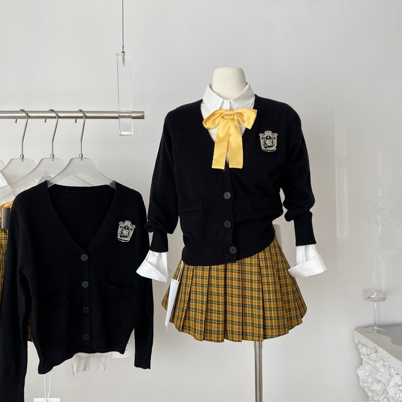 Q3758少女学生东京女大日式JK学院风开衫+衬衫+半裙制服套装秋季|undefined