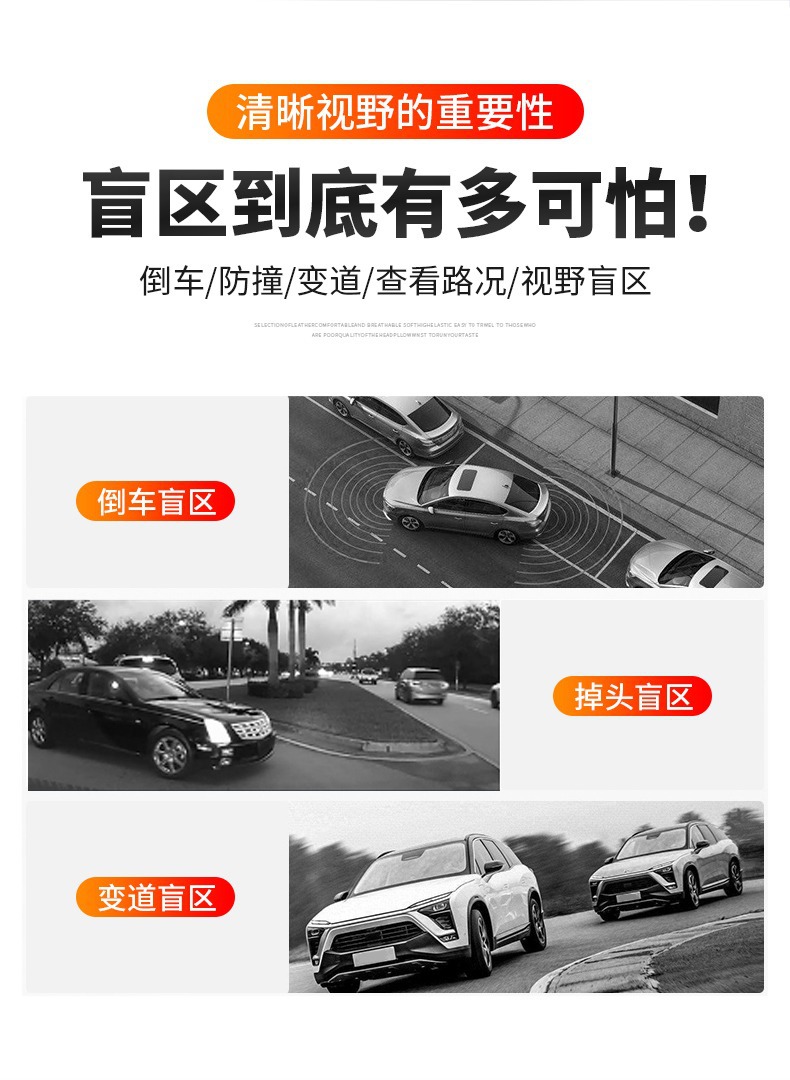 Car rearview mirror reversing auxiliary mirror retrofitting front and rear wheel blind spot mirror coach car rear mirror retrofitting wide-angle blind spot