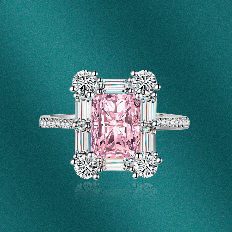 Fashion Rectangle Copper Plating Zircon Open Ring 1 Piece