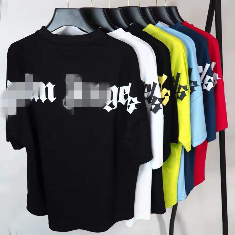 Wholesale cross-border Tide brand Palm Angel candy color foam letter printing short sleeve T-shirt men and women bf loose half sleeve