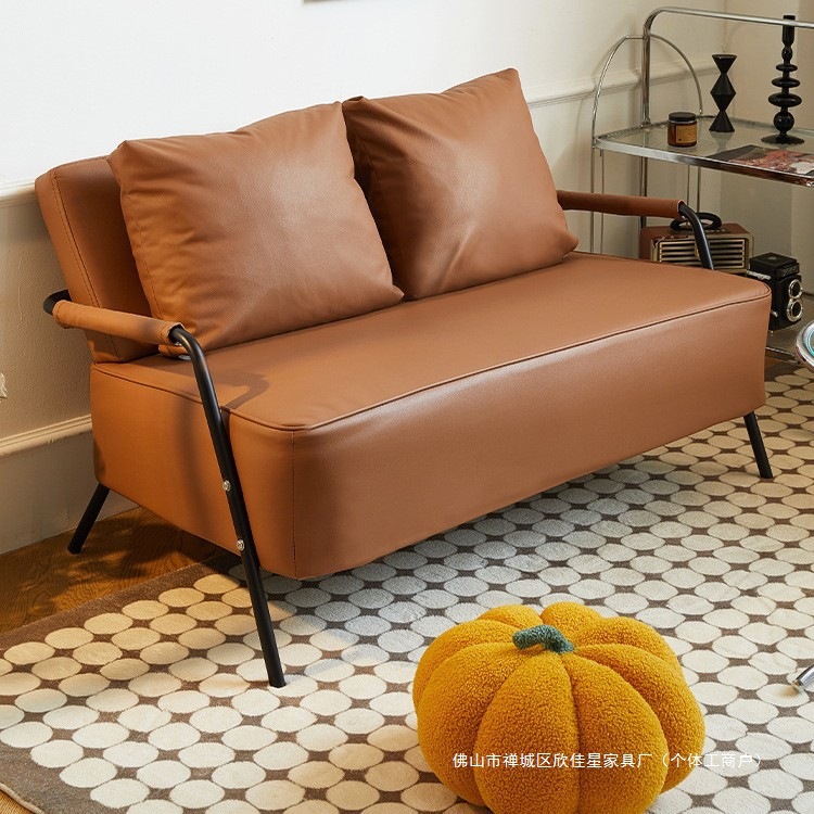 Single Fabric Sofa for Living Room 2024 New Model for Rental Small Apartment Tofu Block Straight Row Tech Fabric Small Sofa Chair