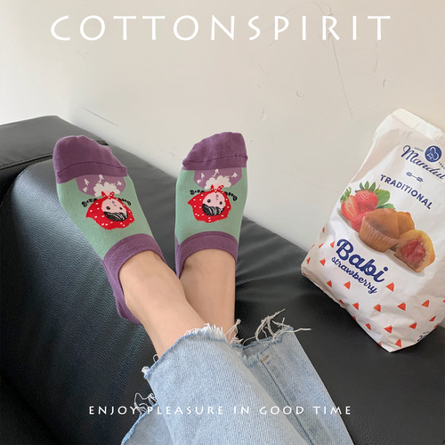 Women's boat socks, anti-slip, non-falling, summer thin invisible shallow mouth, cute cartoon girl avatar socks, women's socks