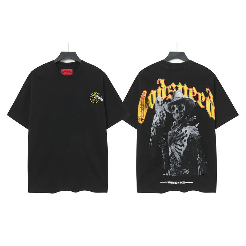 25ss アメリカのトレンディなブランド GOD ロックバンド ヒップホップ レタープリント 半袖 高品質 コットン Tシャツ カップル同スタイル|undefined