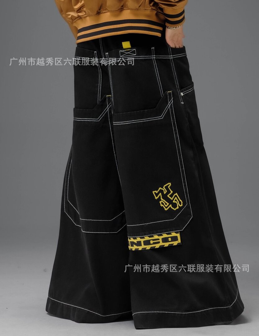 Jnco nuevo cross-border American hip-hop jeans hombre lavado con agua pantalones de piernas largas bordados de cintura baja pantalones rectos