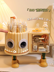 大容量旋轉筆筒兒童創意書桌收納盒辦公室桌面輕奢高級感置物架