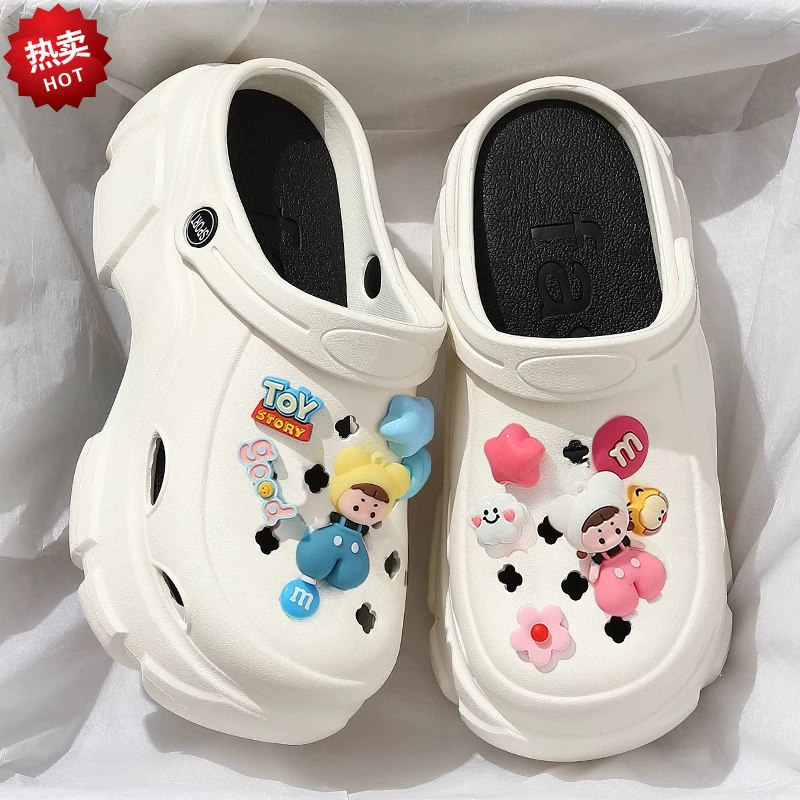 Туфли с толстой подошной дырочкой женская летняя наружная одежда увеличивается