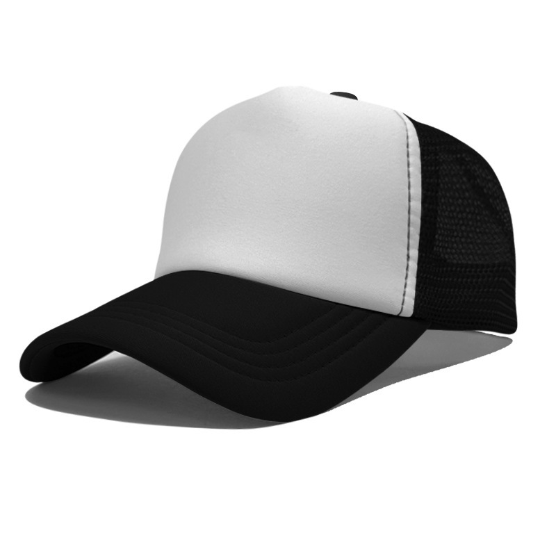 Gorra de malla de esponja con logo personalizado, gorra de béisbol de color sólido, comercio exterior transfronterizo, protección solar, gorra publicitaria con impresión personalizada, venta al por mayor.