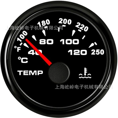 52mm pointer thermometer: automobile instrument - black-frame-black-background-pointer-2