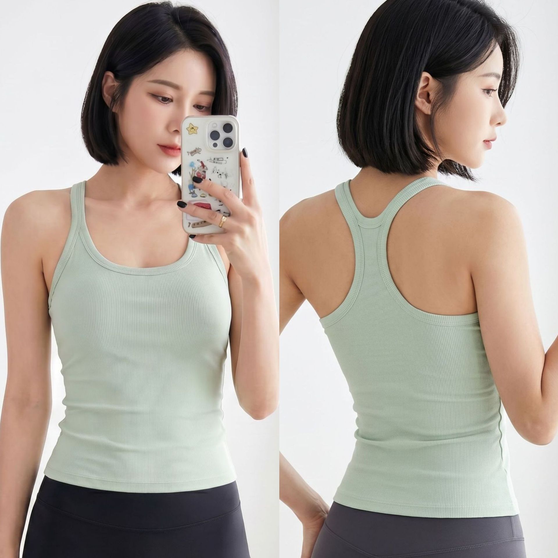 Seamless Yoga Wear with Chest Pads, I-Shaped Running Vest, Shock-Proof Sports Bra, Outer Wear Fitness Sports Vest for Women