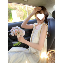 韩版夏季新款连衣裙设计感别致纯色宽松度假风雪纺吊带裙
