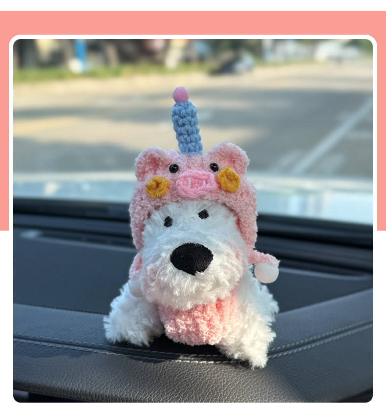 2026 New Car Ornament: West Highland Puppy Car Interior Decoration, Internet-Famous Cute Car Decorative Figurine