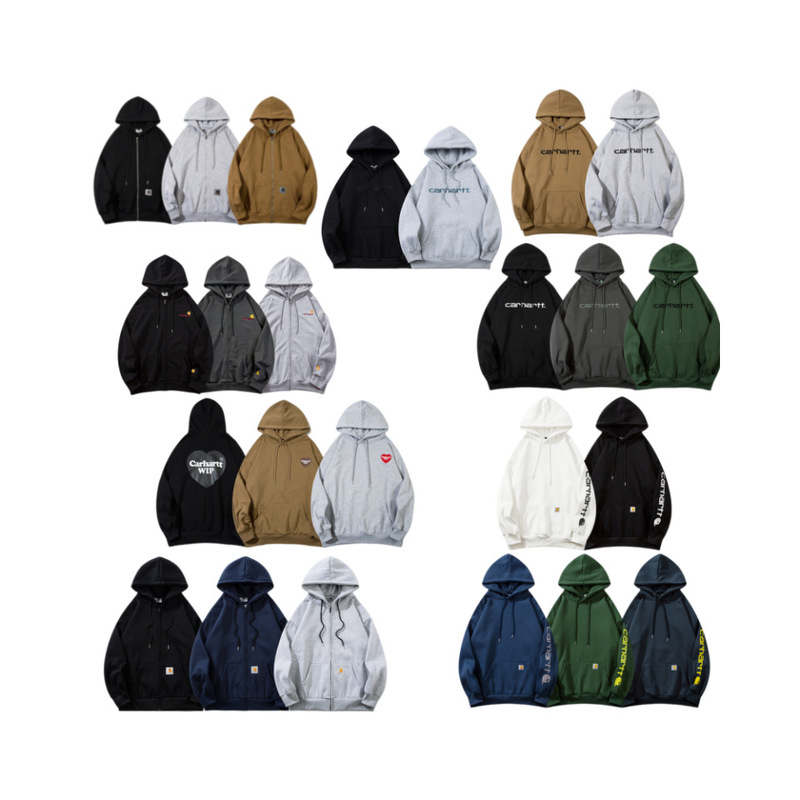 Trendy Carhartt Printed Embroidered Fleece-Lined Casual Hooded Sweatshirt for Men and Women Trendy Carhartt Printed Embroidered Fleece-Lined Casual Hooded Sweatshirt for Men and Women