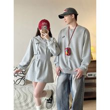 2025情侣装 韩版长袖卫衣女长袖连衣裙 小众设计感 法式一裙一衣