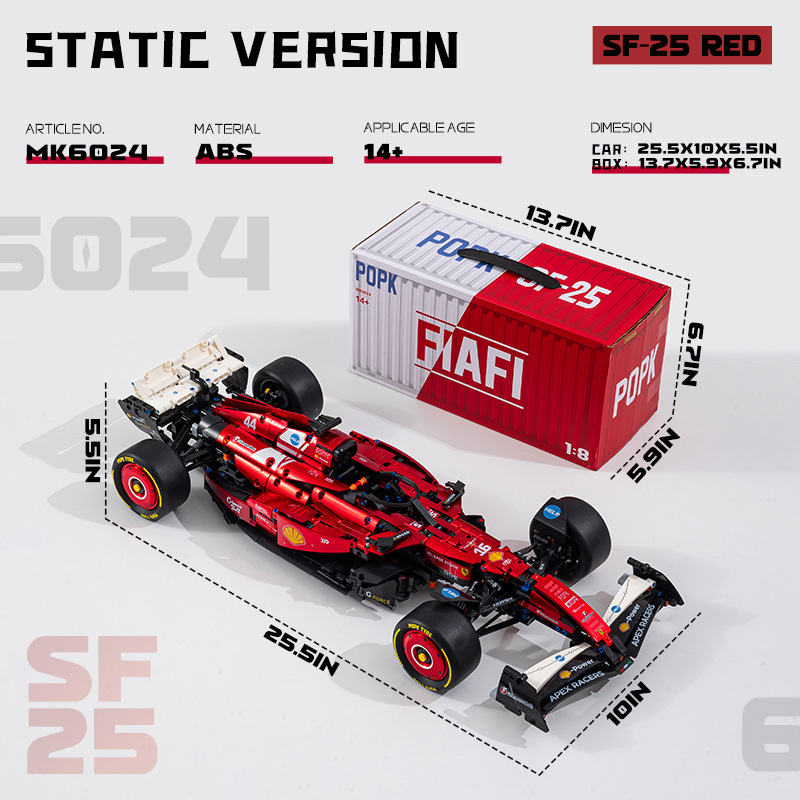 POPK MK6022 Martin F1 Fórmula galvanizado verde 1: 8 coche deportivo bloques de construcción para niños ensamblar juguetes de puzzle regalo