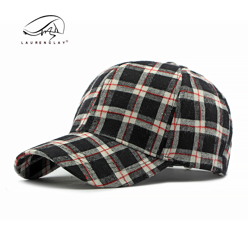Estilo coreano de moda a cuadros tapa enarbolada de las mujeres primavera/verano otoño protección solar al aire libre Sombrero duro superior gorra de béisbol de los hombres de moda