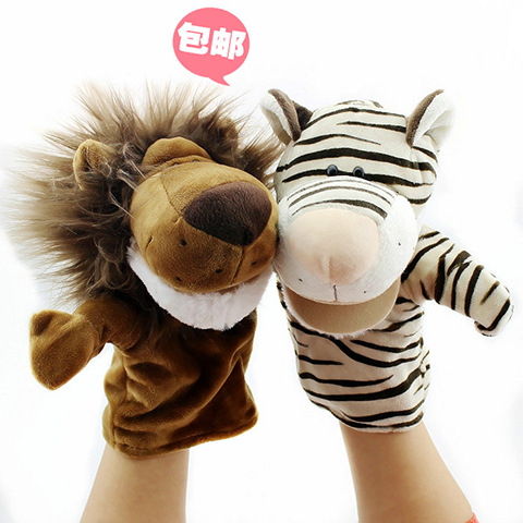 Boca abierta animal de dibujos animados de peluche marioneta de mano de juguete entre padres e hijos boca puede mover una variedad de estilos transfronterizos en stock lote mixto