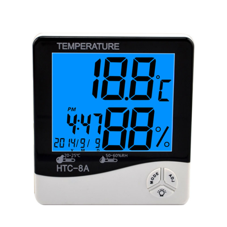 HTC-8A家用室内温湿度计 夜光闹铃高精度温度计 电子带背光闹钟