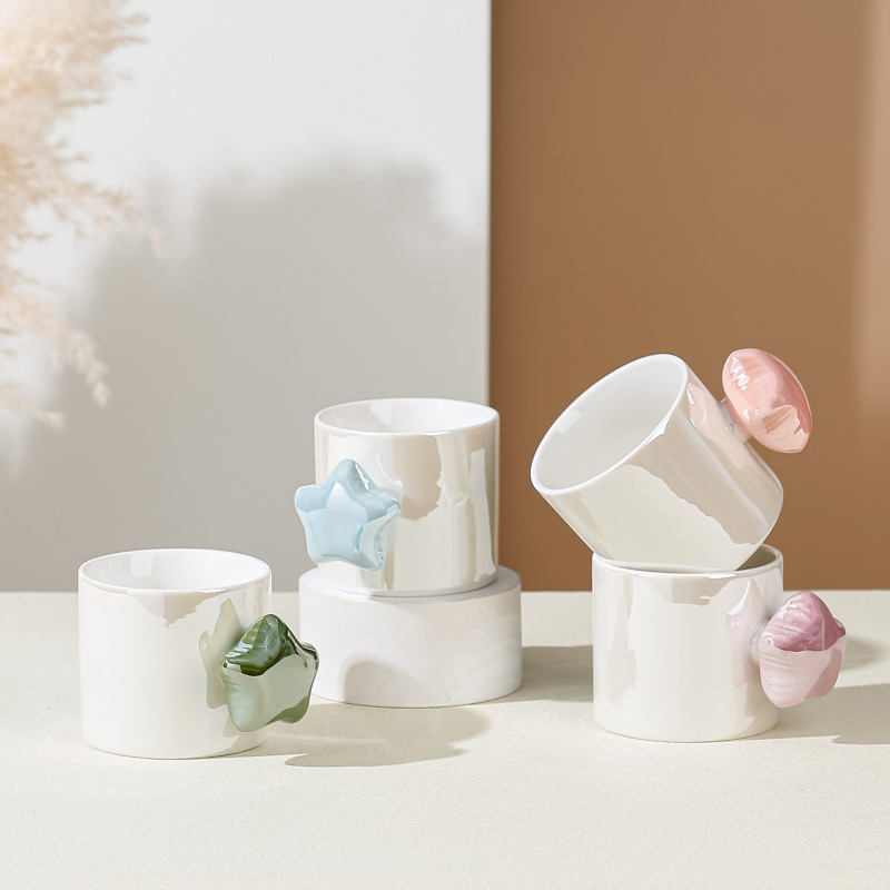 Estrellas de lujo cerámicas de lujo ligeras, tazas de agua creativas para el hogar, tazas de agua para beber con alto valor facial