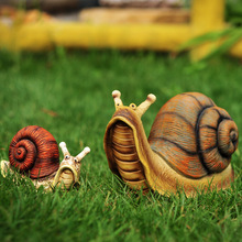田园装饰品蜗牛摆件花园庭院造景仿真动物儿童小饰品树脂雕塑模型