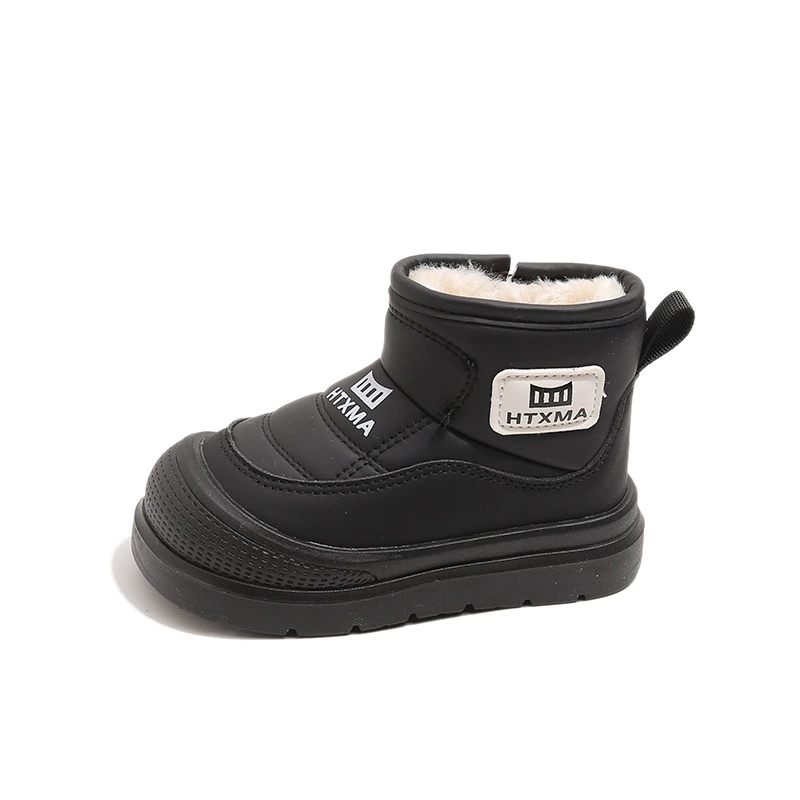 Children's cotton boots snow boots 2025 spring new velvet thickened protective cotton shoes for middle and large children and girls warm cotton boots