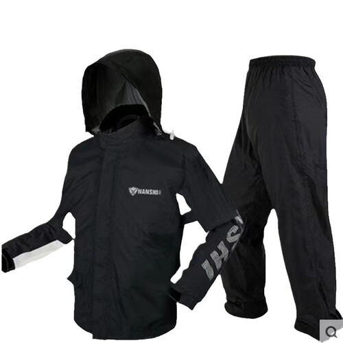Wholesale cycling raincoat and pants separate set, reflective motorcycle waterproof men's long-style thickened rainwear for heavy rain