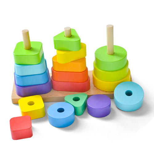 New Cloud Children's Geometric Shape Stack Column Block Educational Baby Cognitive Montessori Early Education Enlightenment Intellectual Toy