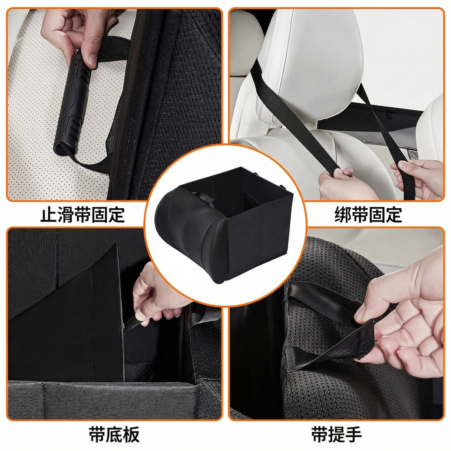 Car Storage Box with Lumbar Support, Two-In-One Memory Foam, Foldable Car Seat Storage Box, Portable Storage Box