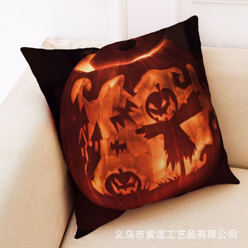 亞馬遜跨境新款萬圣節(jié)系列家居棉麻抱枕套汽車抱枕沙發(fā)抱枕靠墊