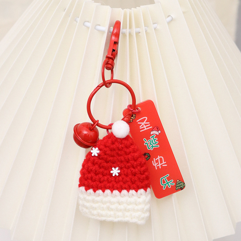 手作りかぎ針編みペンダントクリスマスニットウール人形キーホルダーペンダントウールニットサンタ帽子|undefined