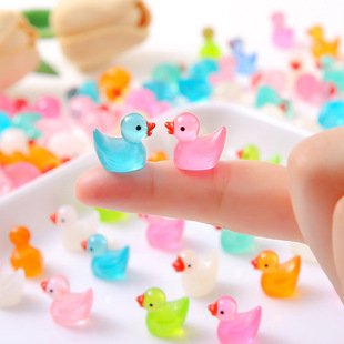 Internet-famous mini luminous duckling toy desktop car ornaments miniature animal gadgets diy handmade resin