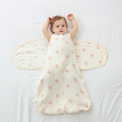 Swaddle sleeping bag anti-jump baby newborn baby spring, summer and autumn wrap pure cotton gauze anti-kick quilt thin section