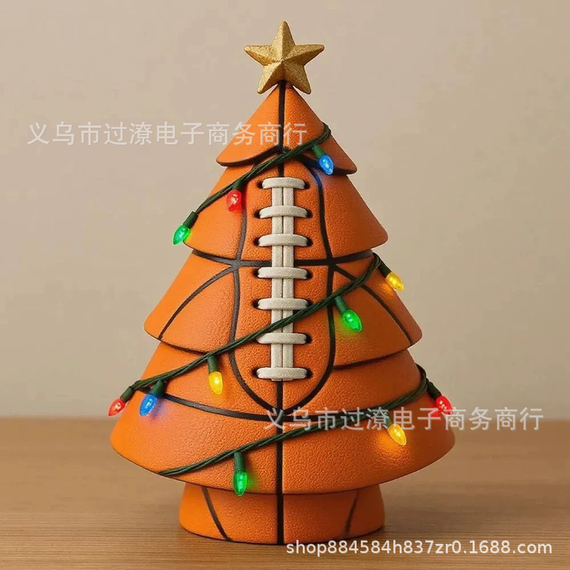 独立站 新款 Football Christmas Tree Decor 足球圣诞树树脂装饰|undefined