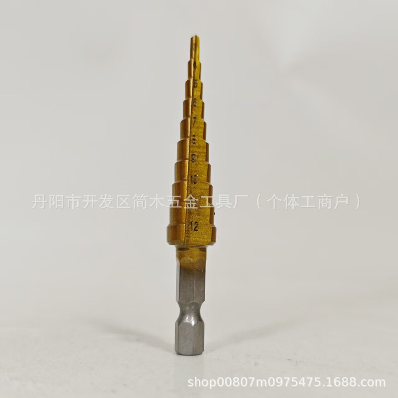 ドロップシッピング小型 3PC ステップドリルセット六角ハンドルパゴダドリルチタンメッキストレート溝多機能パンチドリルビット|undefined