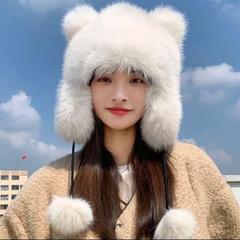 かわいいしっぽのぬいぐるみの雷鋒帽の子供は秋冬に保温防寒顔を厚くして耳を保護します。